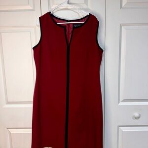 Evan Picone Burgundy Dress with Black Trim